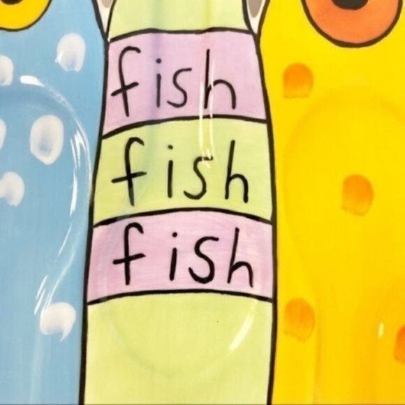 Sandra Magsamen For Silvestri Fish Fish Fish Ceramic Spoon Rest 9” X 6” - Picture 5 of 8